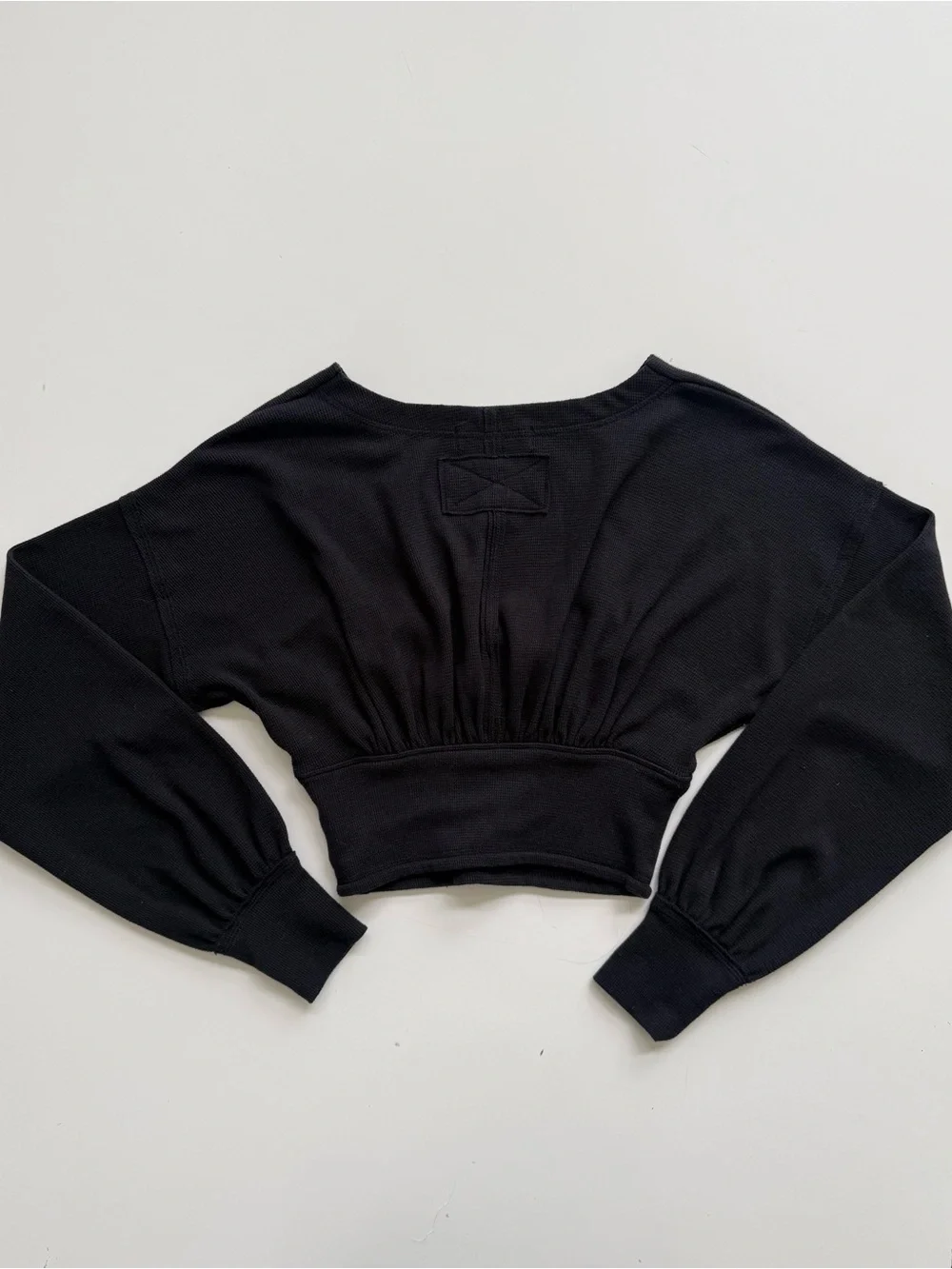 Free People Black We The Free All Nighter Thermal Cropped Top Size XS